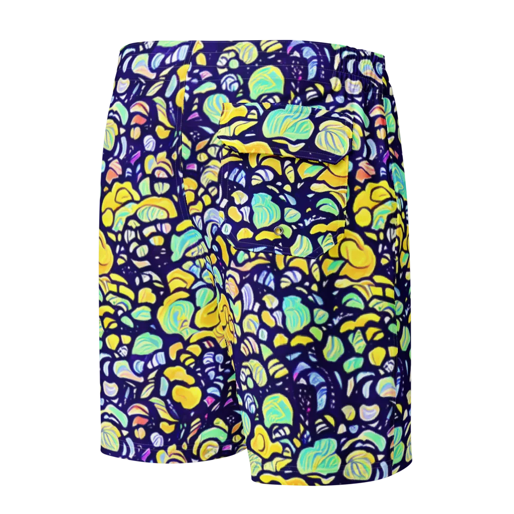 Indigo Fruit Riot on Men's Board Shorts — Back
