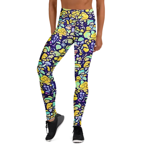 Indigo Fruit Riot on a Yoga Leggings