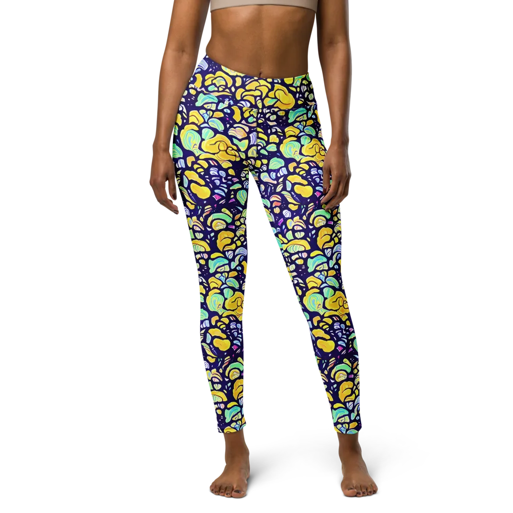 Indigo Fruit Riot on Yoga Leggings — Front
