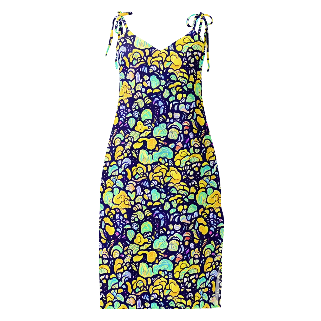 Indigo Fruit Riot on Slip Dress — Front