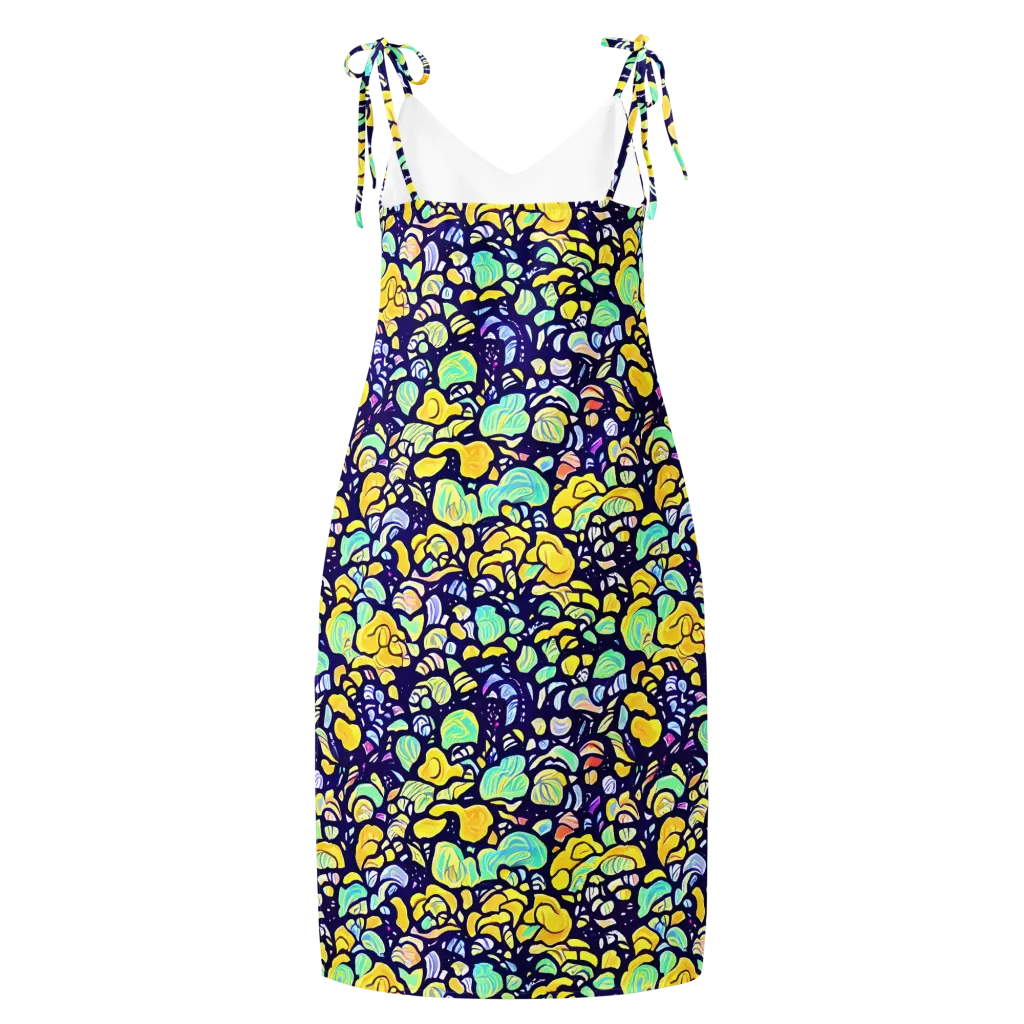 Indigo Fruit Riot on Slip Dress — Back