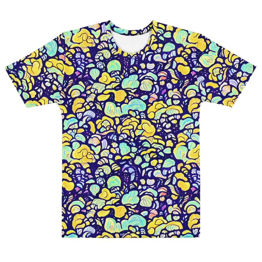 Indigo Fruit Riot on Men's Cotton Crew Neck T-Shirt — Front