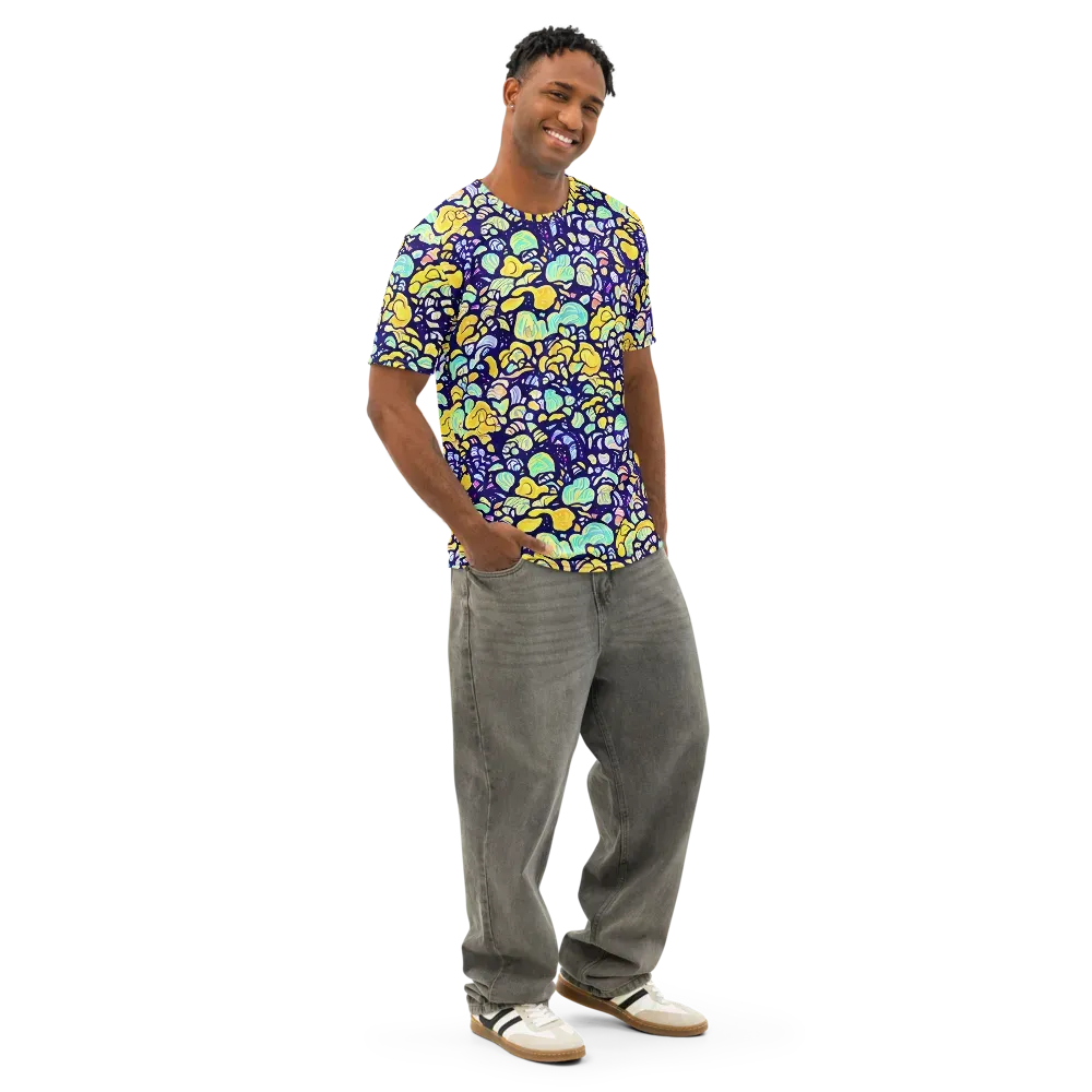 Indigo Fruit Riot on Men's Cotton Crew Neck T-Shirt — Right Front