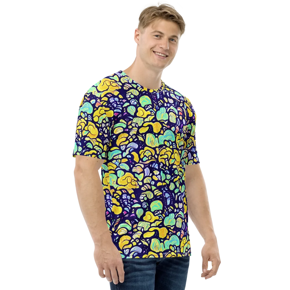 Indigo Fruit Riot on Men's Crew Neck T-Shirt — Right