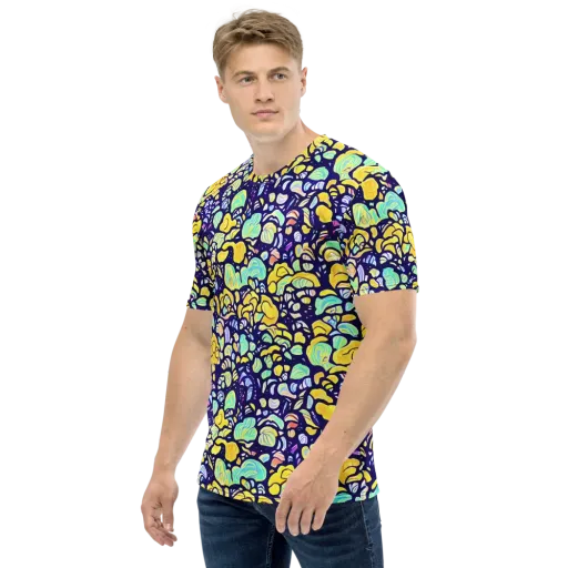 Indigo Fruit Riot on a Men's Crew Neck T-Shirt