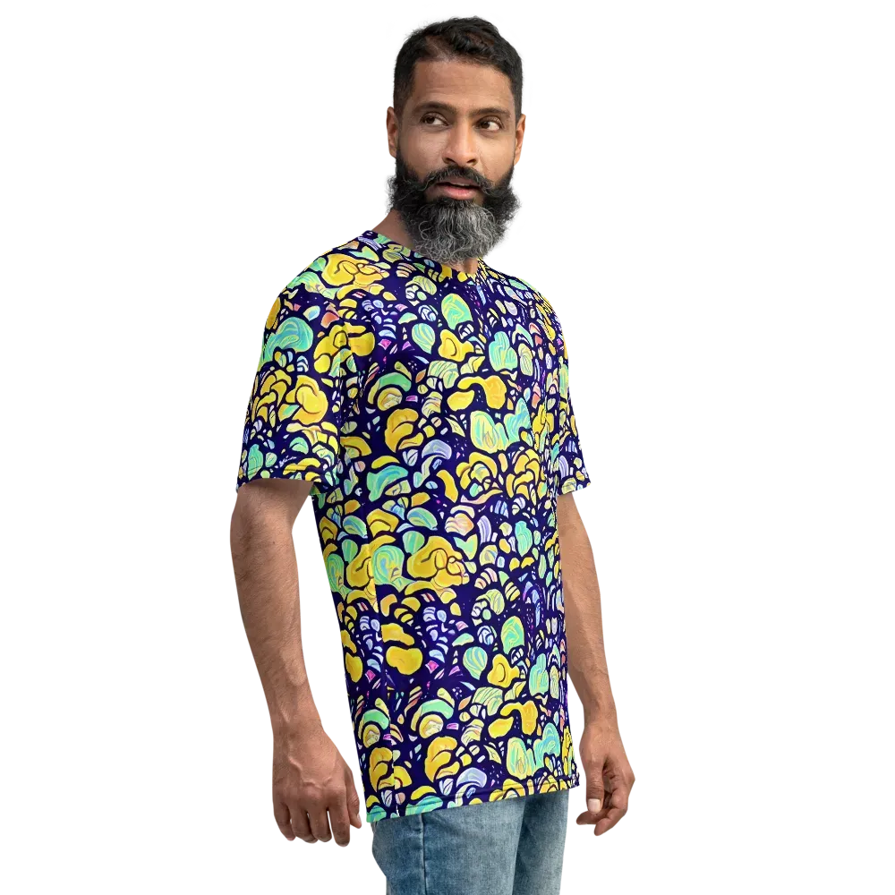 Indigo Fruit Riot on Men's Crew Neck T-Shirt — Right