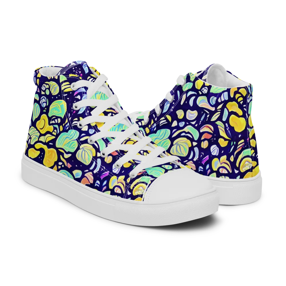 Indigo Fruit Riot on Men's High Top Canvas Shoes — Right