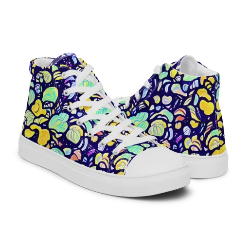 Indigo Fruit Riot on a Men's High Top Canvas Shoes
