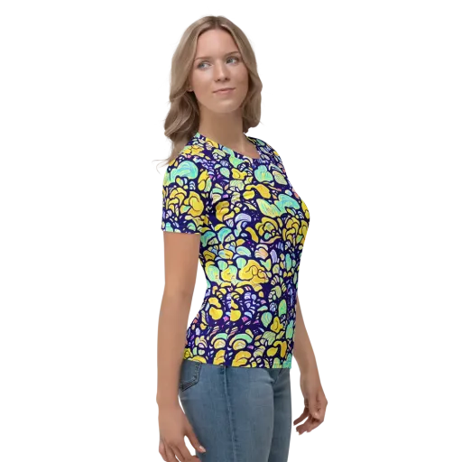 Indigo Fruit Riot on a Women's Crew Neck T-Shirt