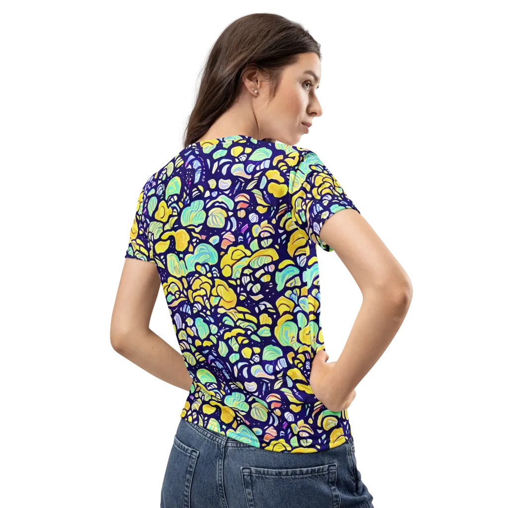 Indigo Fruit Riot on Women's Crew Neck T-Shirt — Back