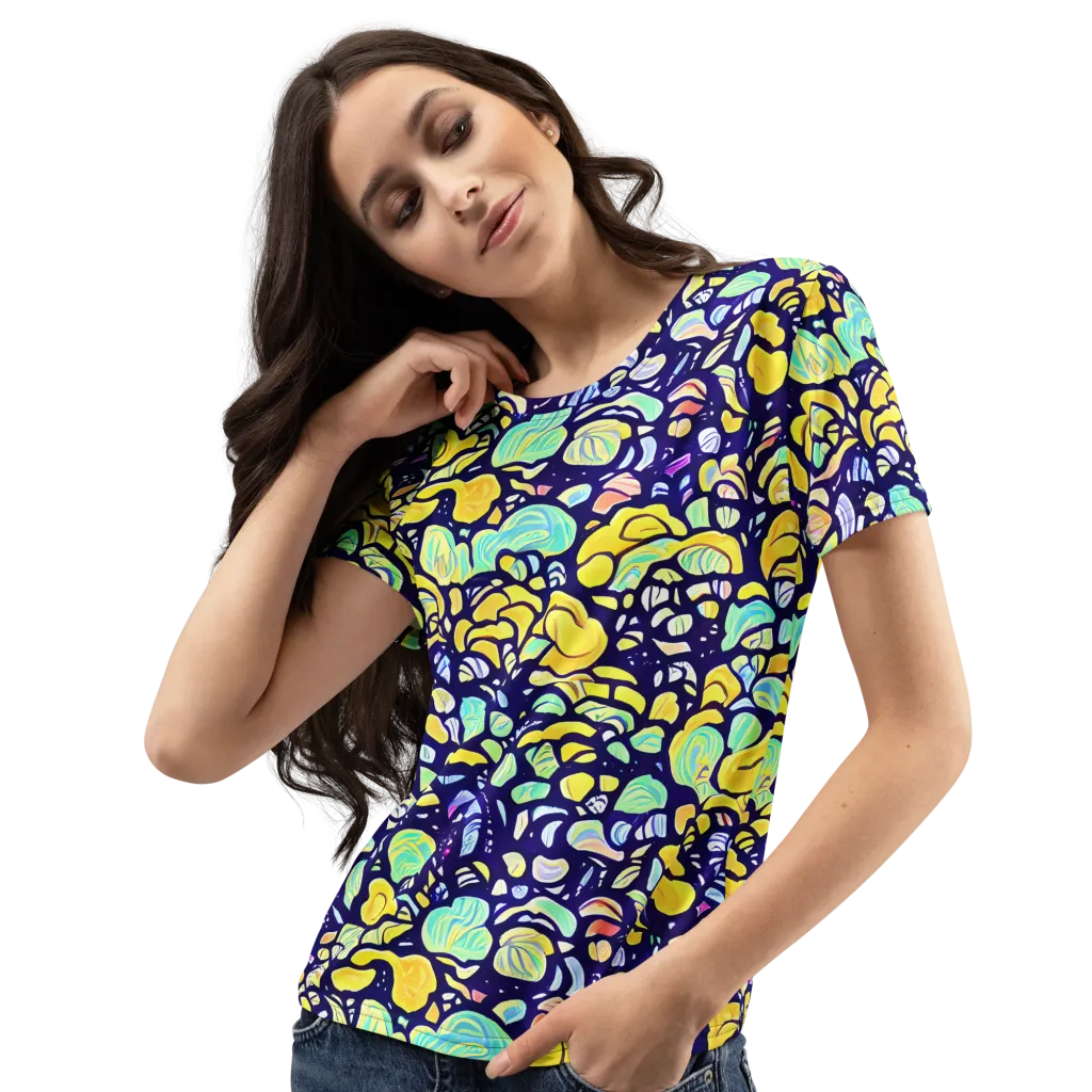 Indigo Fruit Riot on Women's Crew Neck T-Shirt — Left Front