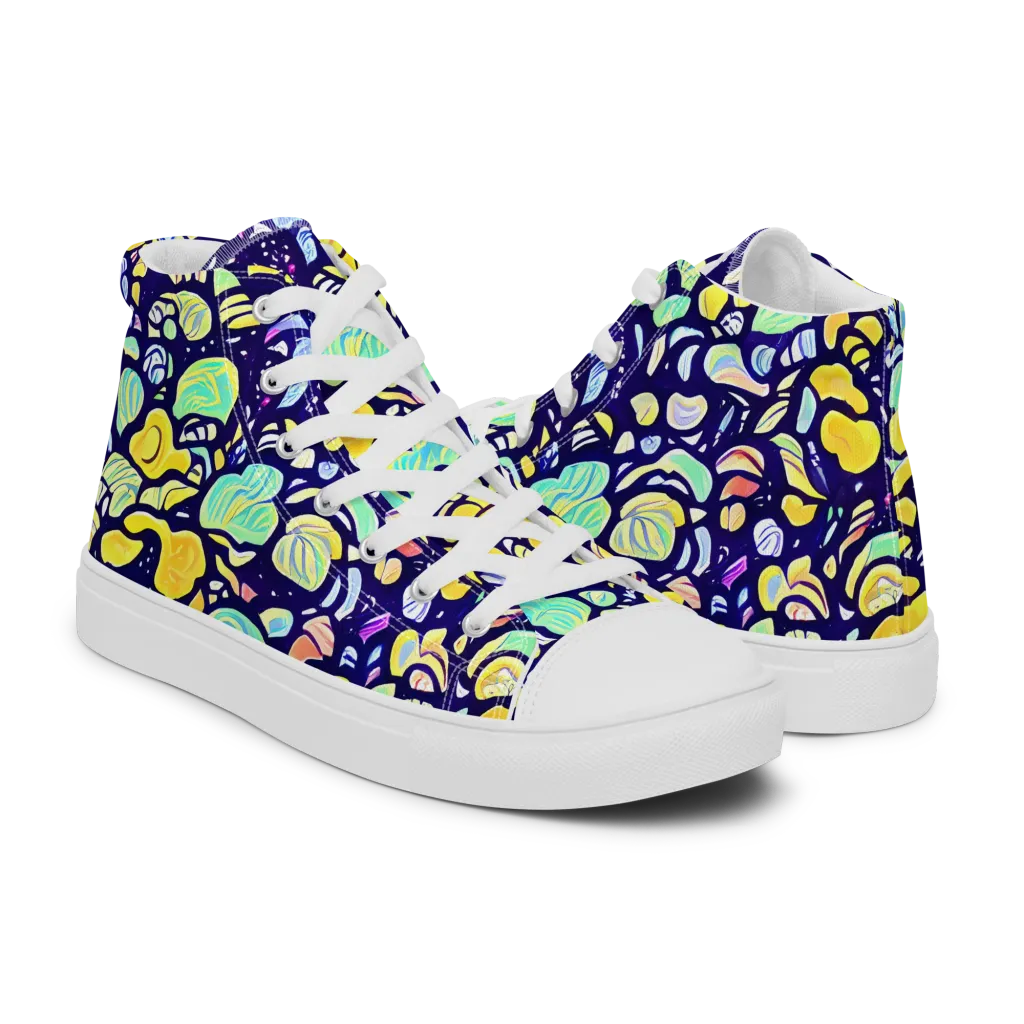 Indigo Fruit Riot on Women's High Top Canvas Shoes — Right