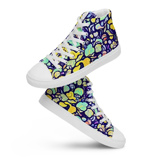 Indigo Fruit Riot on a Women's High Top Canvas Shoes