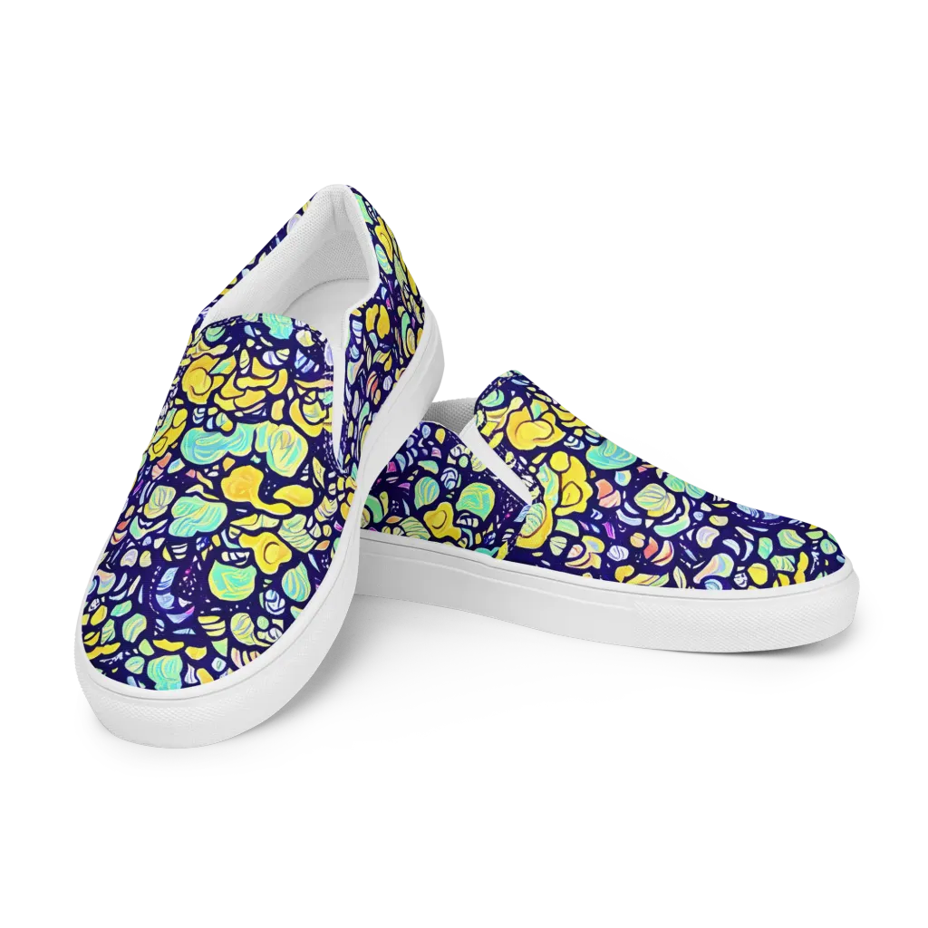 Indigo Fruit Riot on Men's Slip-On Canvas Shoes — Left Front