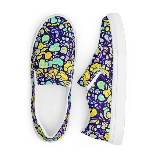 Indigo Fruit Riot on a Men's Slip-On Canvas Shoes