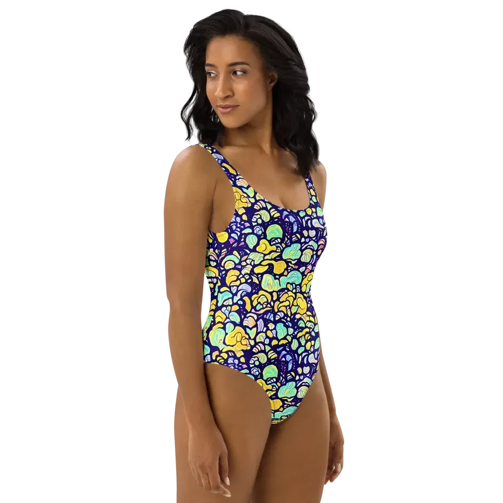 Indigo Fruit Riot on One-Piece Swimsuit — Right