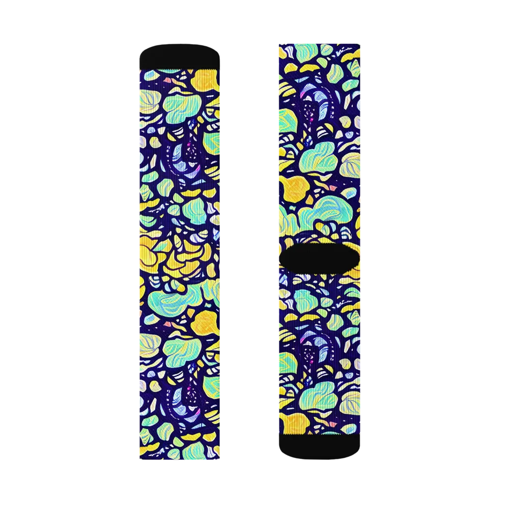 Indigo Fruit Riot on Socks — Left Sock