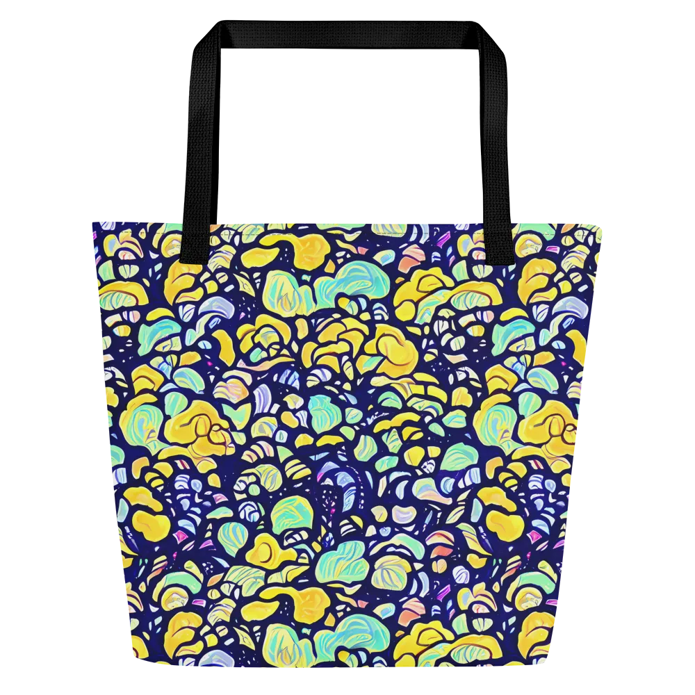 Indigo Fruit Riot on Large Tote Bag W/ Pocket — Front