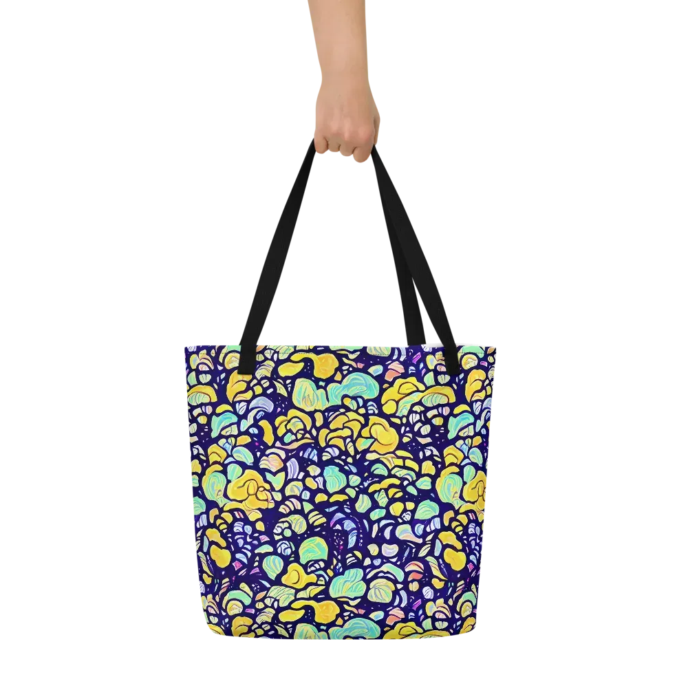 Indigo Fruit Riot on Large Tote Bag W/ Pocket — Front