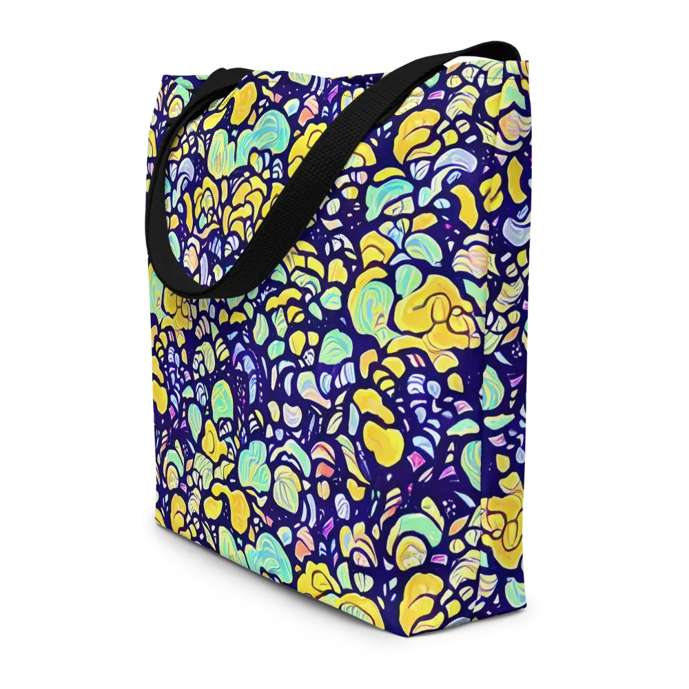 Indigo Fruit Riot on Large Tote Bag W/ Pocket — Front