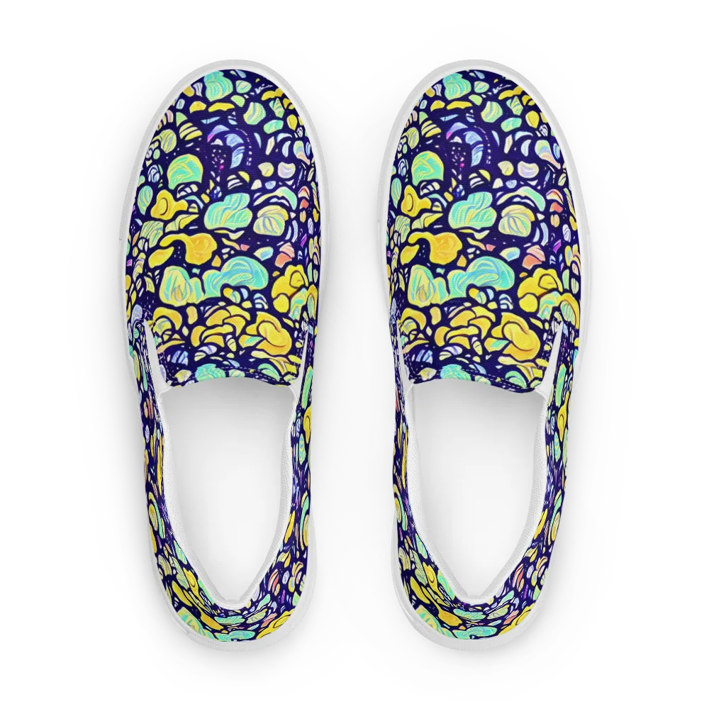 Indigo Fruit Riot on Women's Slip-On Canvas Shoes — Front