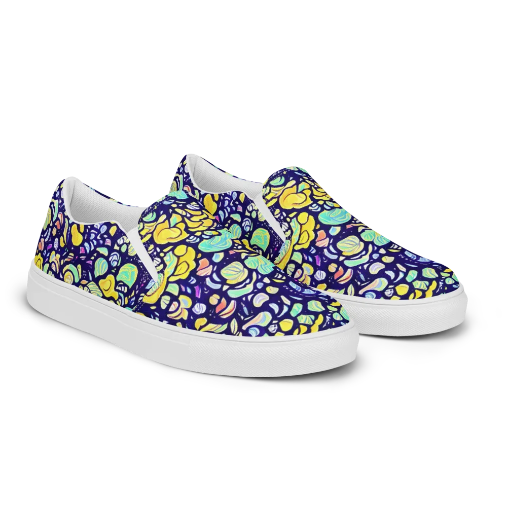 Indigo Fruit Riot on Women's Slip-On Canvas Shoes — Right Front