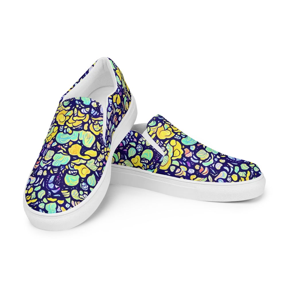 Indigo Fruit Riot on Women's Slip-On Canvas Shoes — Left Front