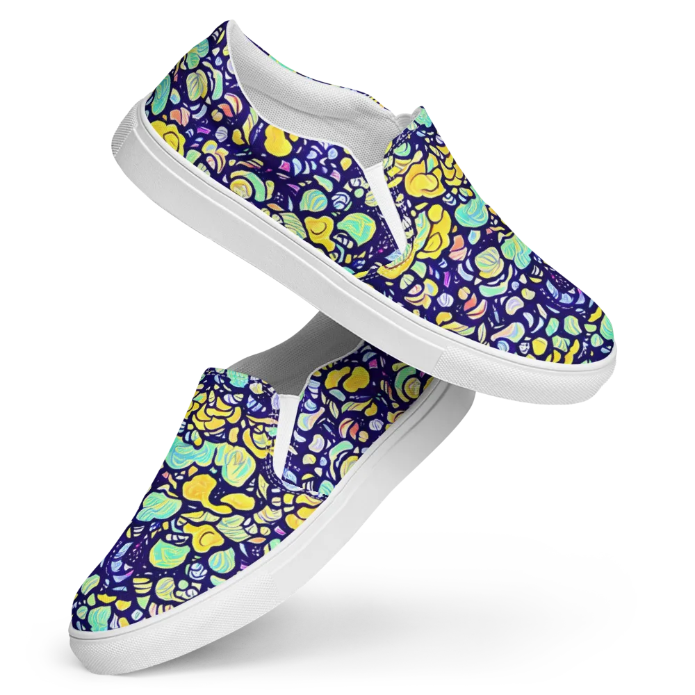 Indigo Fruit Riot on Women's Slip-On Canvas Shoes — Front