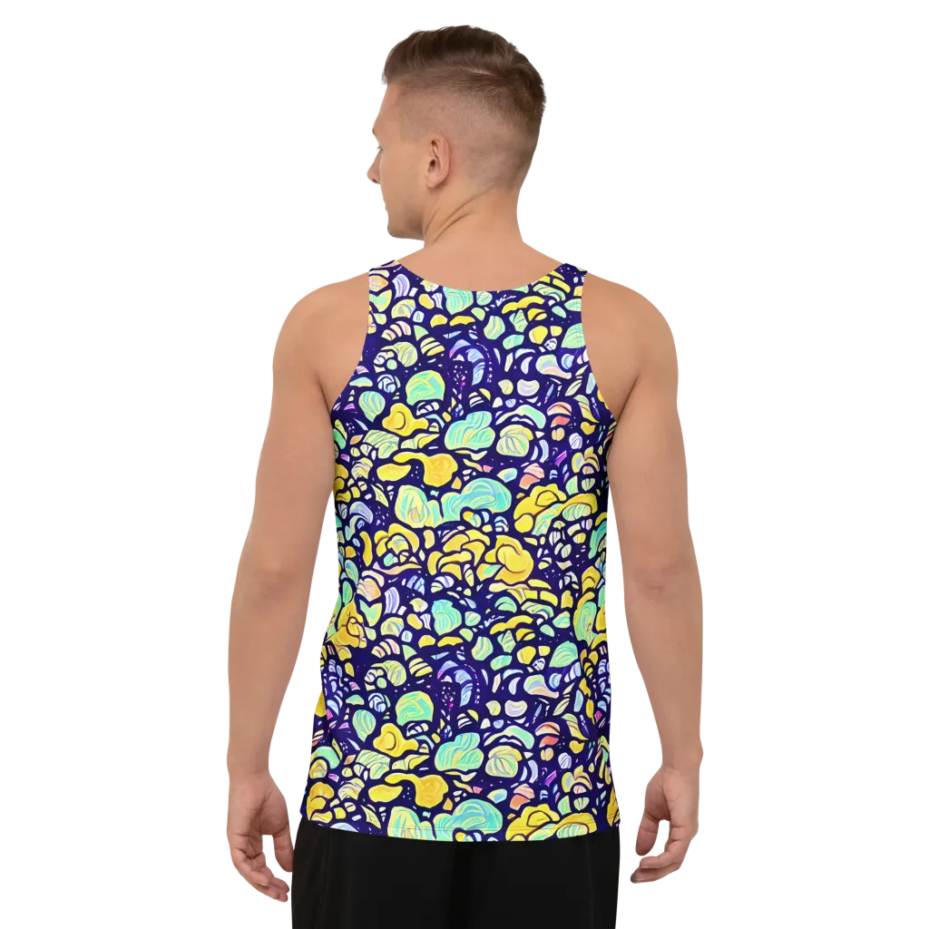 Indigo Fruit Riot on Men's Tank Top — Back