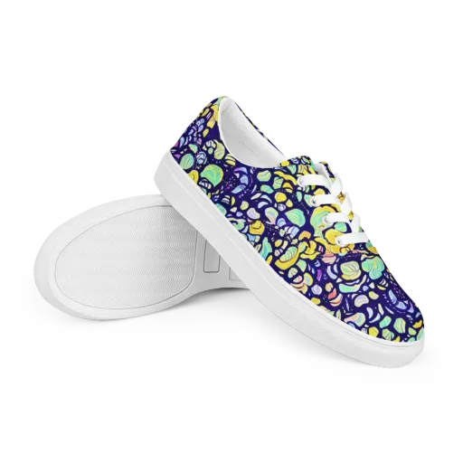 Indigo Fruit Riot on a Men's Lace-Up Canvas Shoes