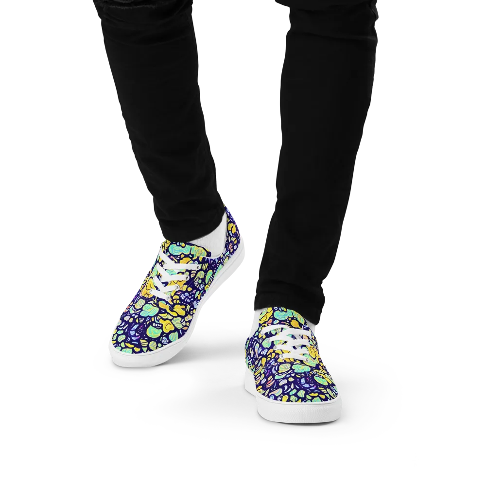 Indigo Fruit Riot on Men's Lace-Up Canvas Shoes — Front