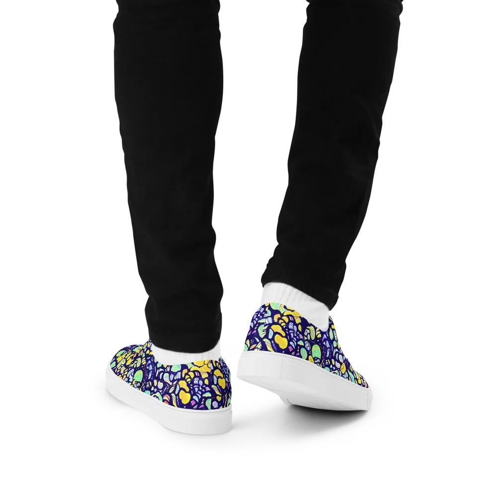 Indigo Fruit Riot on Men's Lace-Up Canvas Shoes — Back