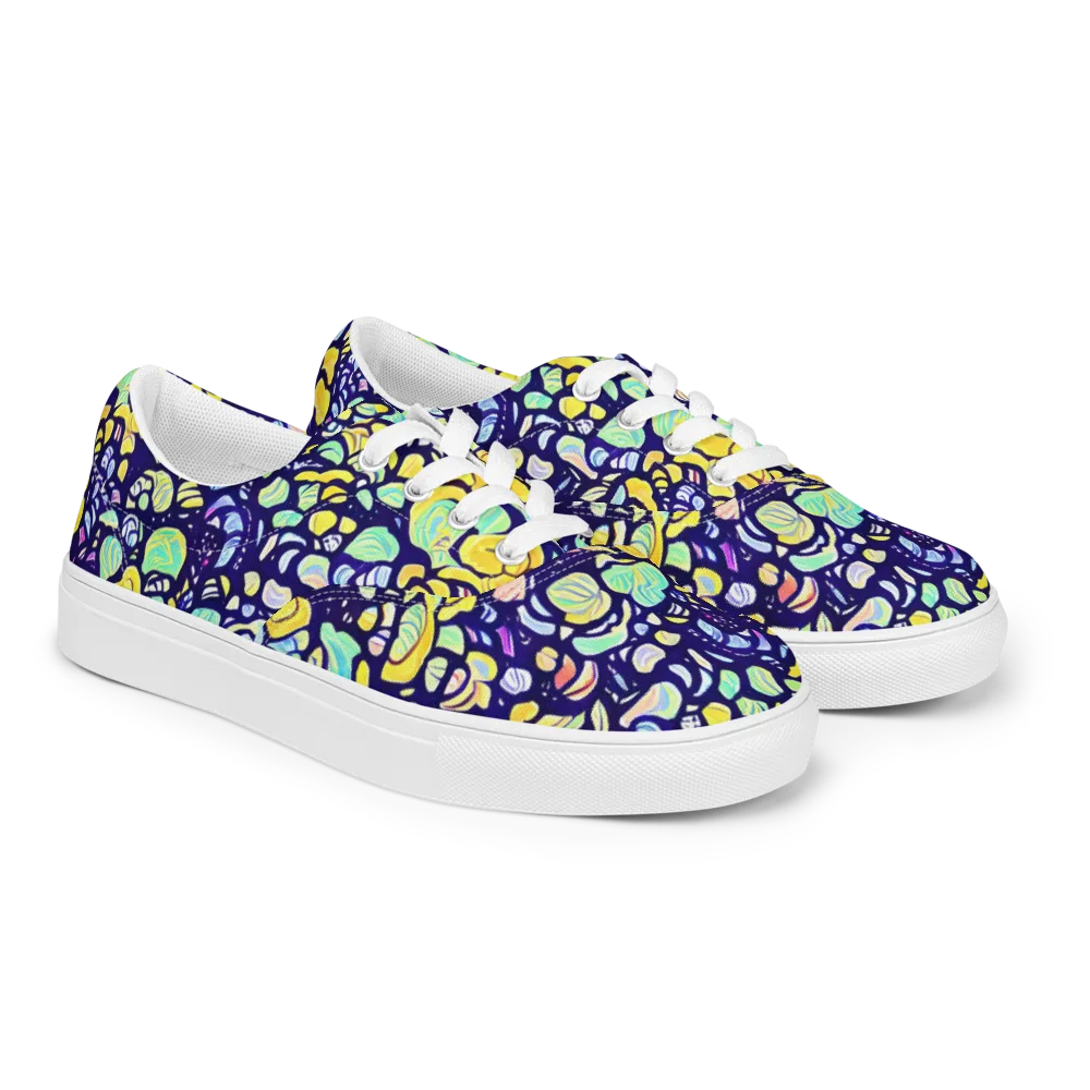 Indigo Fruit Riot on Men's Lace-Up Canvas Shoes — Right Front