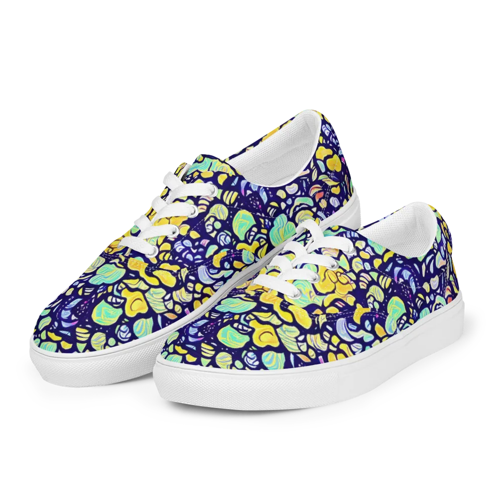 Indigo Fruit Riot on Men's Lace-Up Canvas Shoes — Left Front