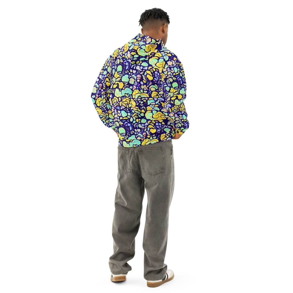Indigo Fruit Riot on Cotton Hoodie — Back