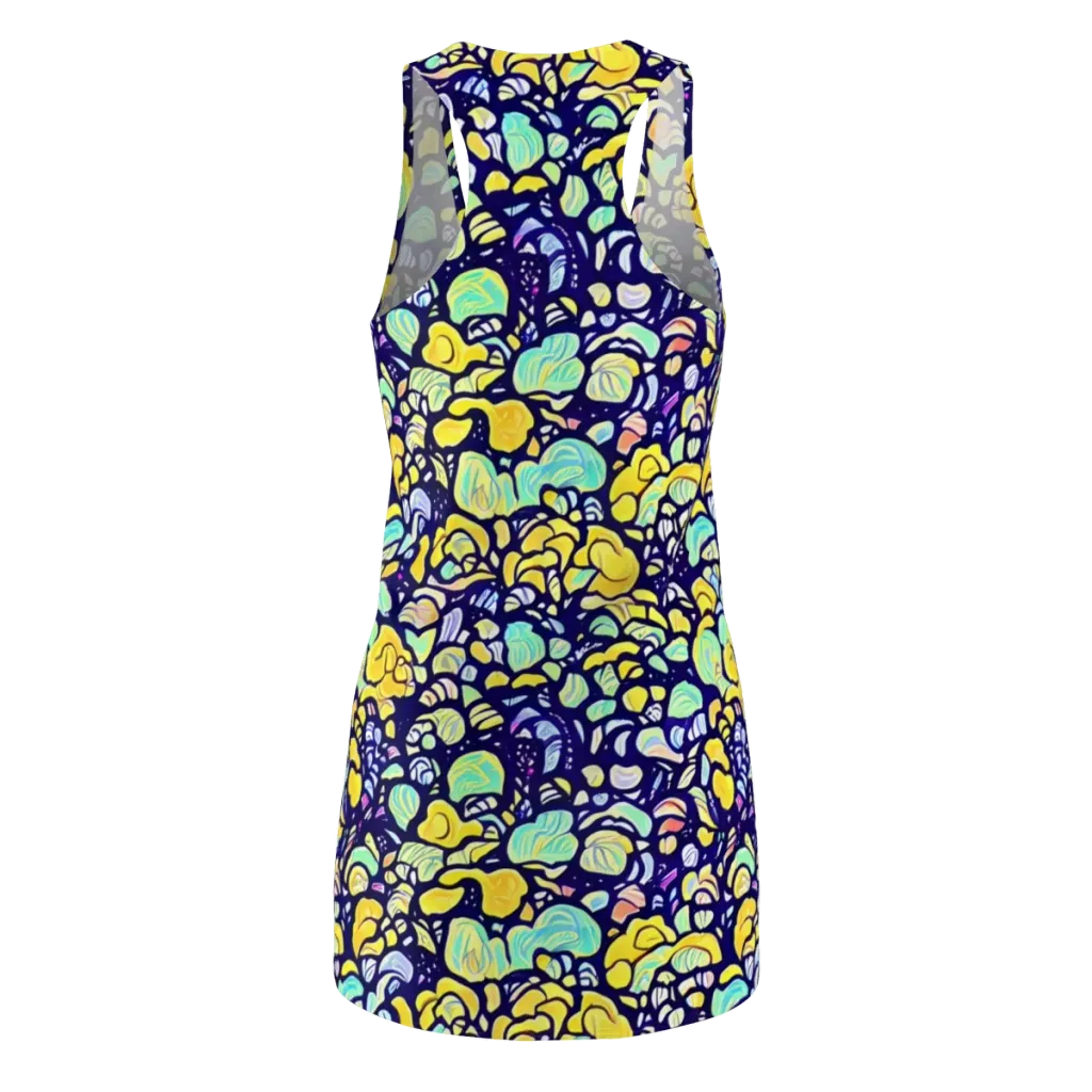 Indigo Fruit Riot on Racerback Dress — Back