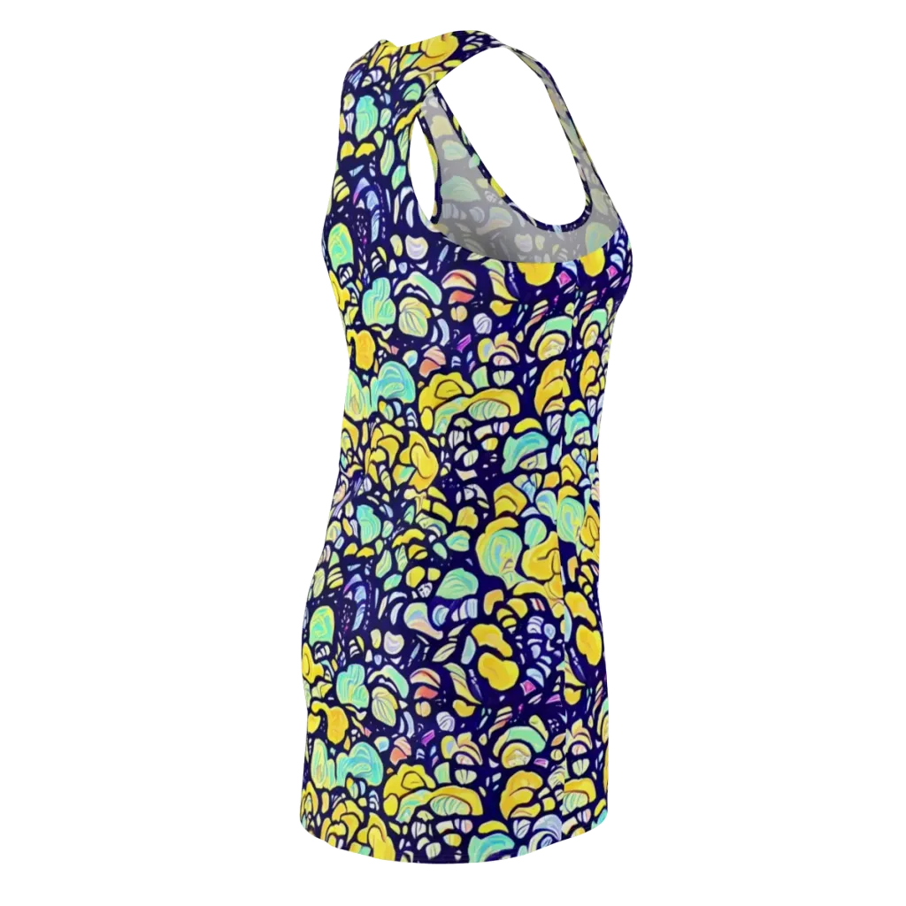 Indigo Fruit Riot on Racerback Dress — Back Side
