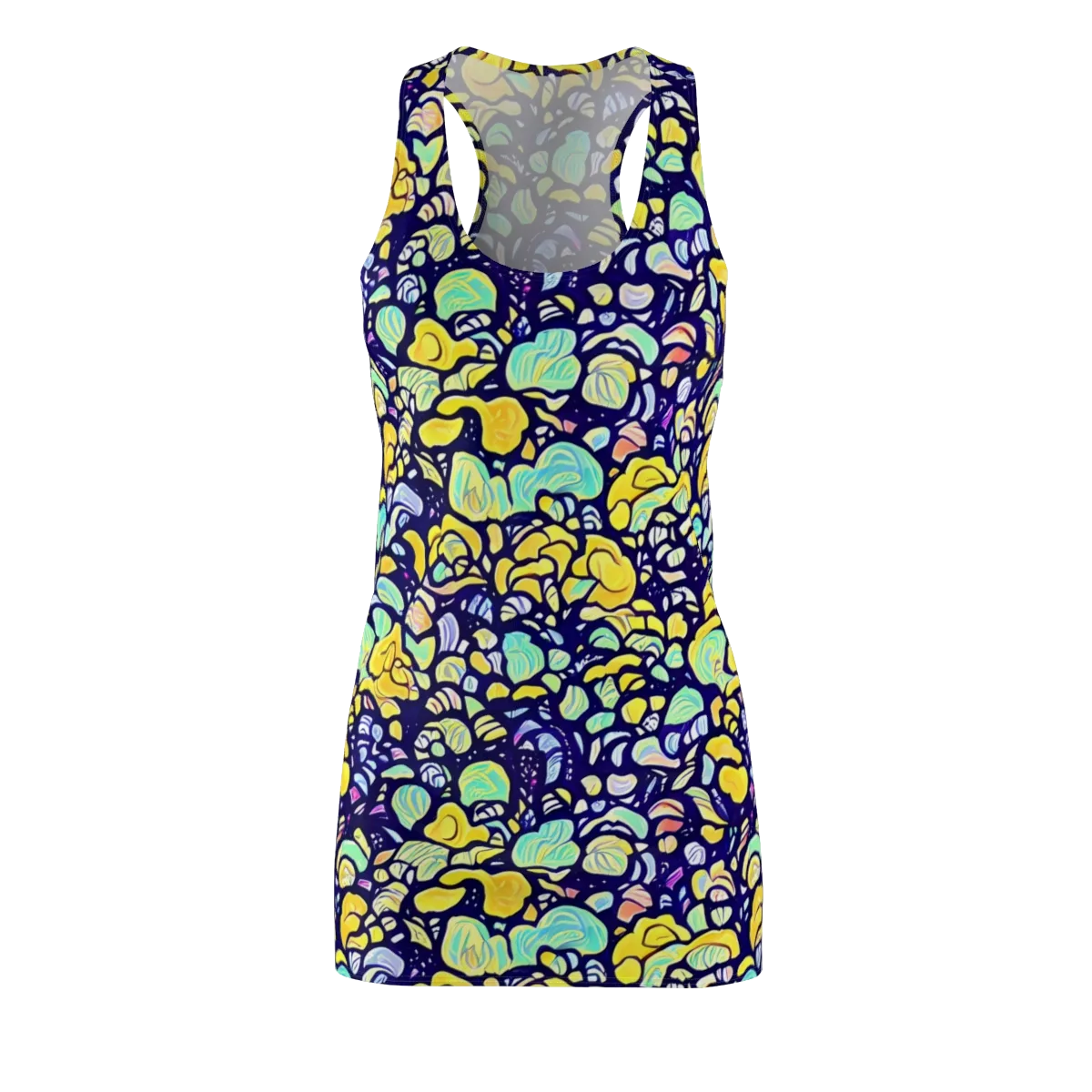 Indigo Fruit Riot on Racerback Dress — Front