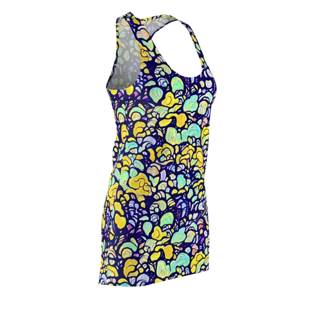 Indigo Fruit Riot on Racerback Dress — Front Side