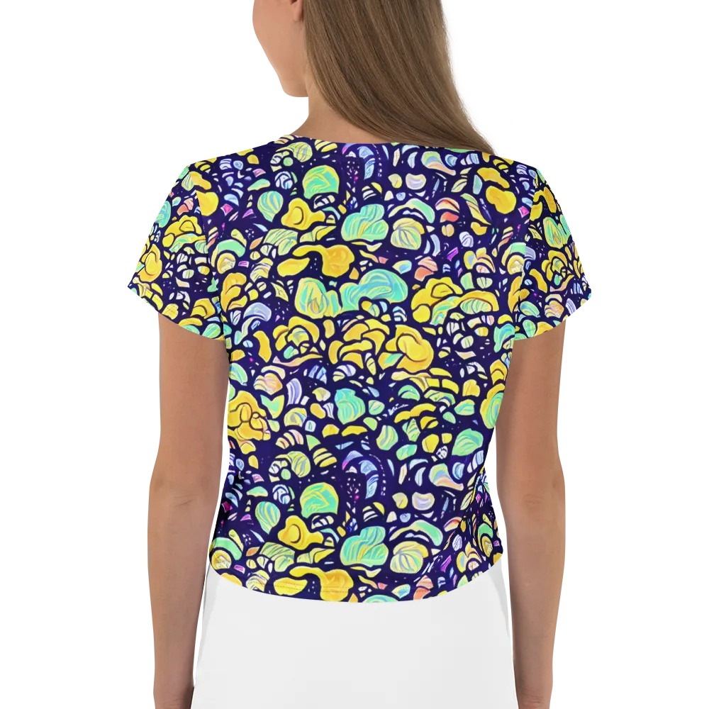 Indigo Fruit Riot on Crop Tee — Back