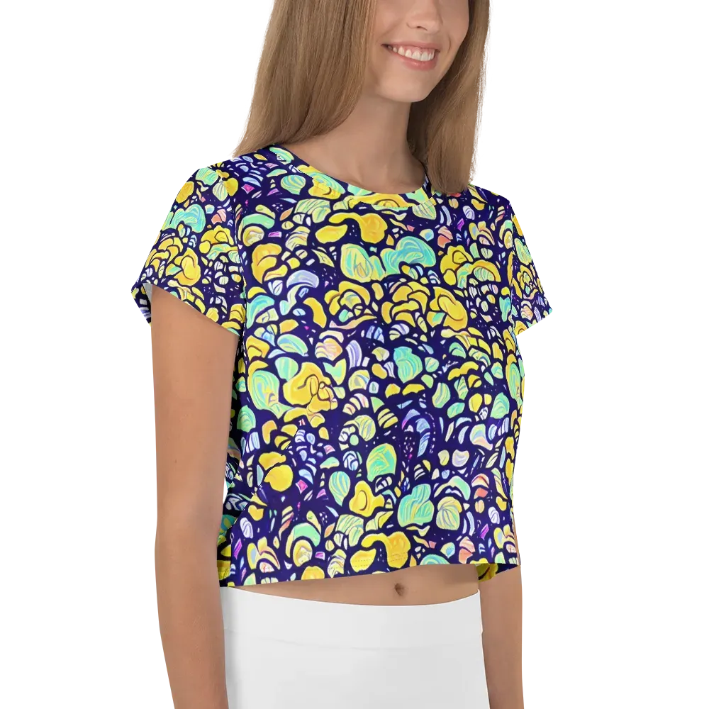 Indigo Fruit Riot on Crop Tee — Right