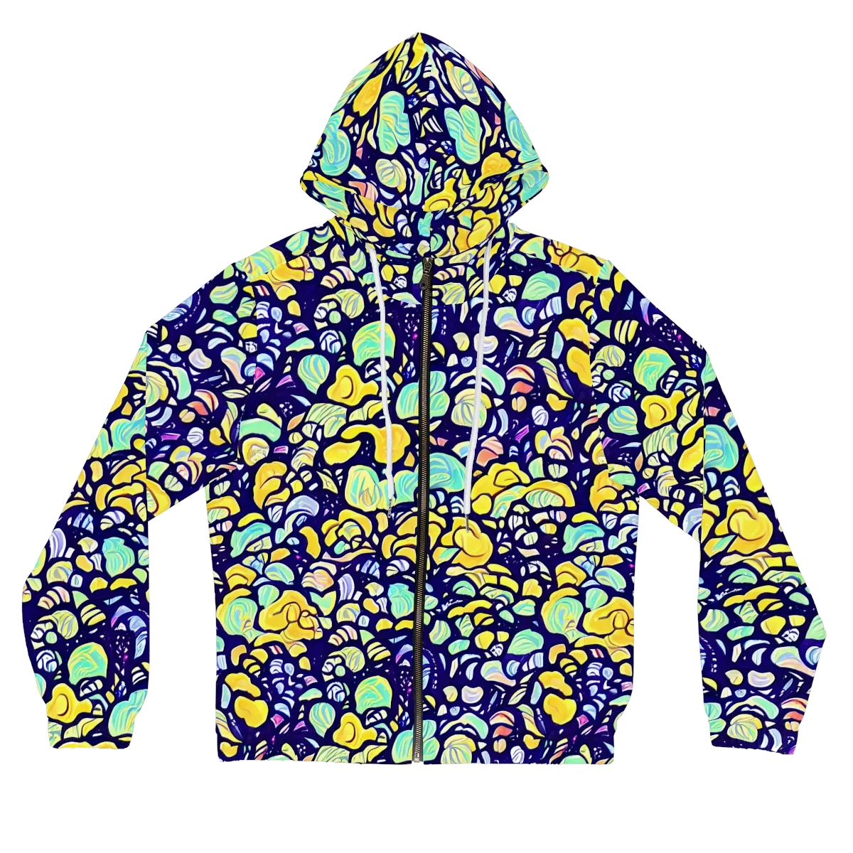 Indigo Fruit Riot on Women's Full-Zip Hoodie — Front