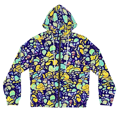Indigo Fruit Riot on a Women's Full-Zip Hoodie