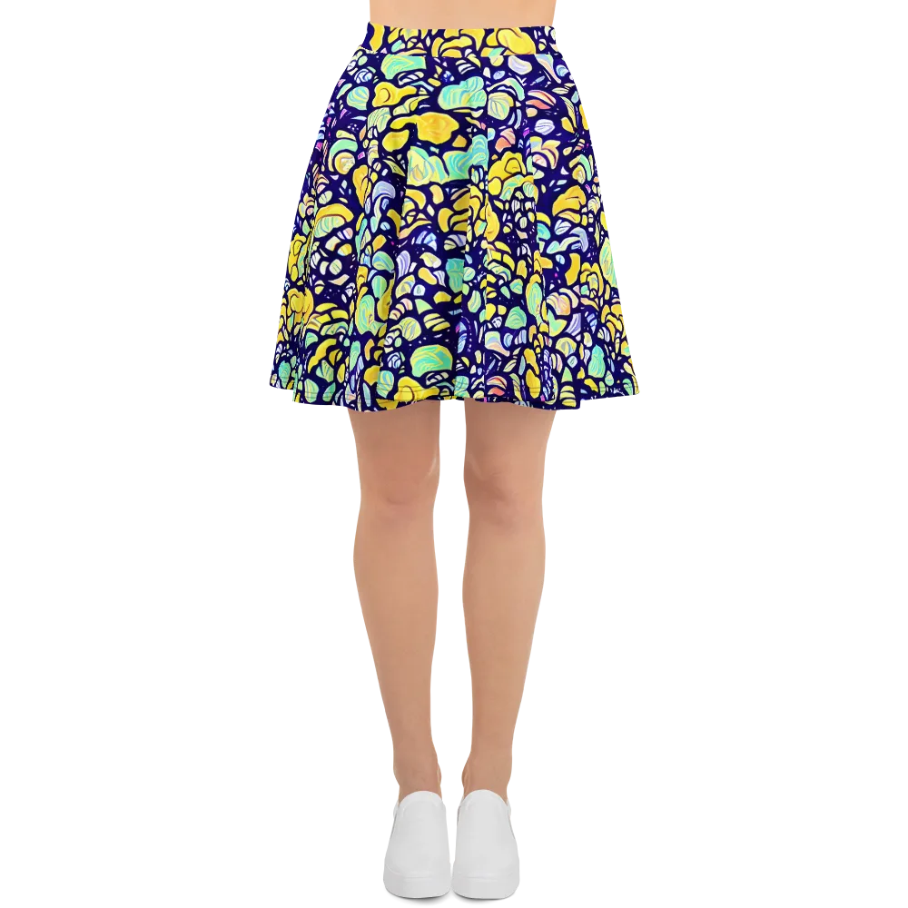 Indigo Fruit Riot on Skater Skirt — Front