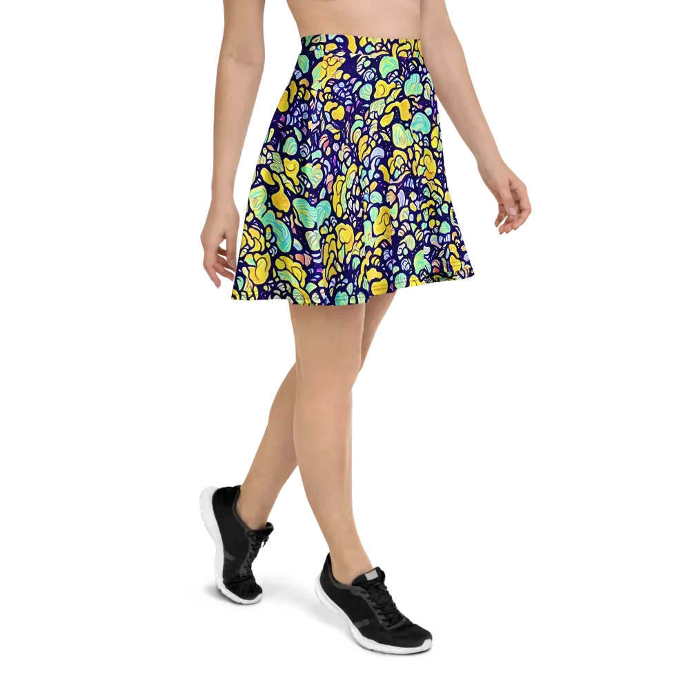 Indigo Fruit Riot on Skater Skirt — Right