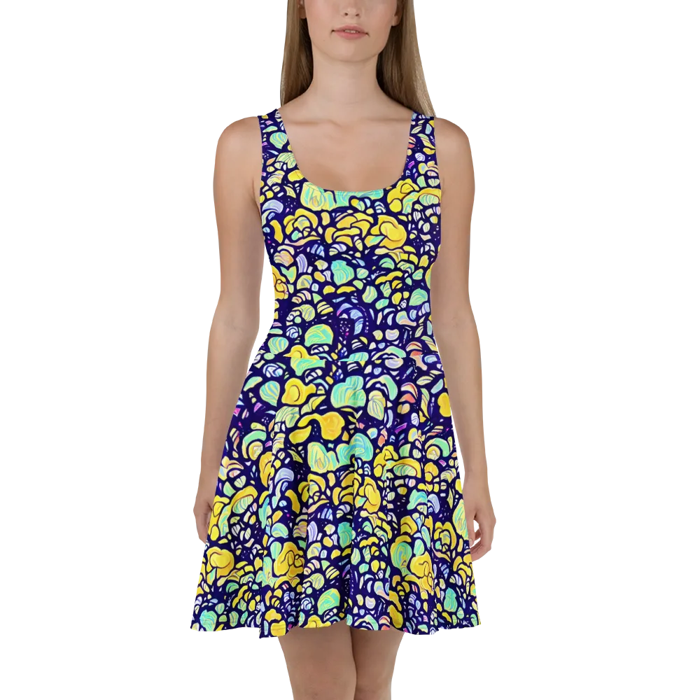 Indigo Fruit Riot on Skater Dress — Front