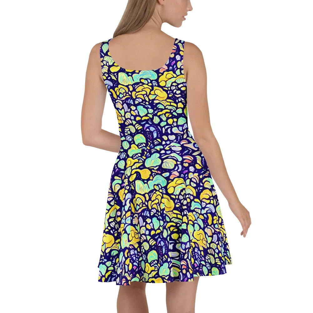 Indigo Fruit Riot on Skater Dress — Back