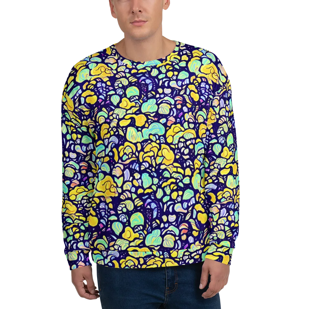 Indigo Fruit Riot on Sweatshirt — Front