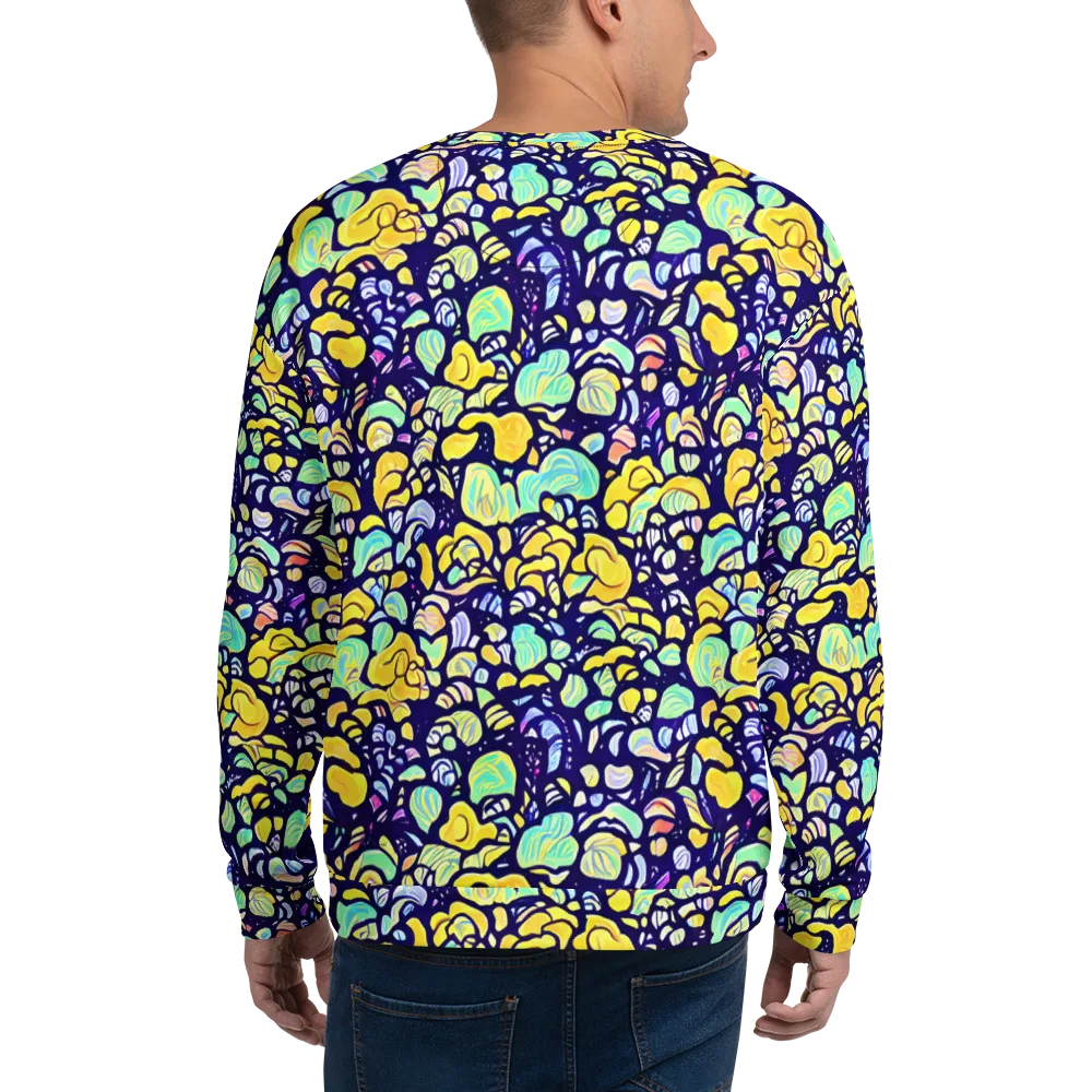Indigo Fruit Riot on Sweatshirt — Back