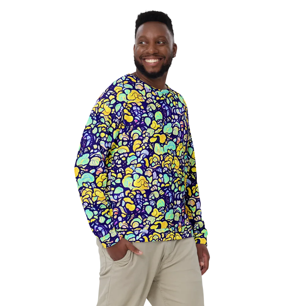 Indigo Fruit Riot on Sweatshirt — Front